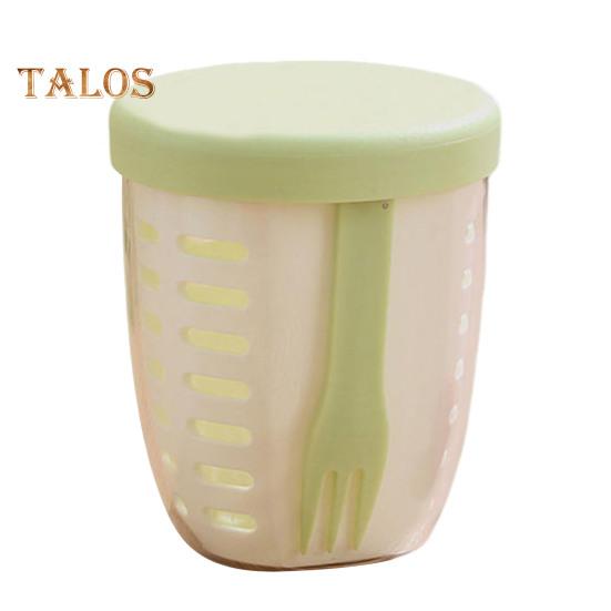 

Портативный салатник с вилкой, контейнер для хранения фруктов для холодильника, не содержащий бисфенол А, герметичный, дорожный стаканчик, сохраняющий свежесть, контейнер для салата зелёный