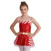 Girls Christmas Costume Striped Sequin Dress Adjustable Straps Skirt Jumpsuit Party Dress Up Outfit