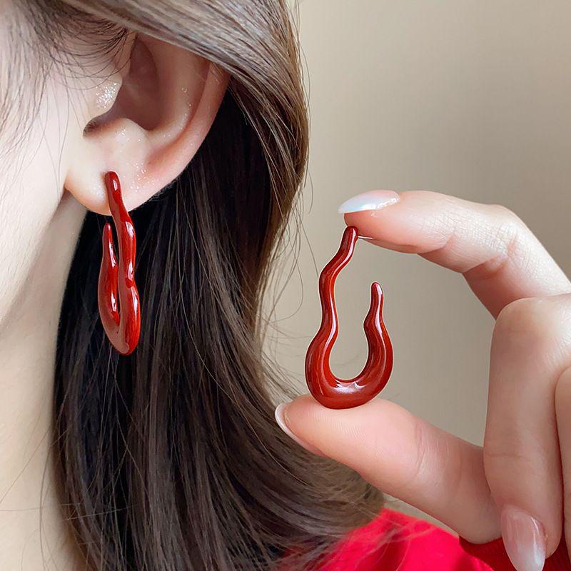 Ancola Silver Needle Red Heart Earrings – Fashionable, Luxurious & Elegant for Autumn/Winter 2025