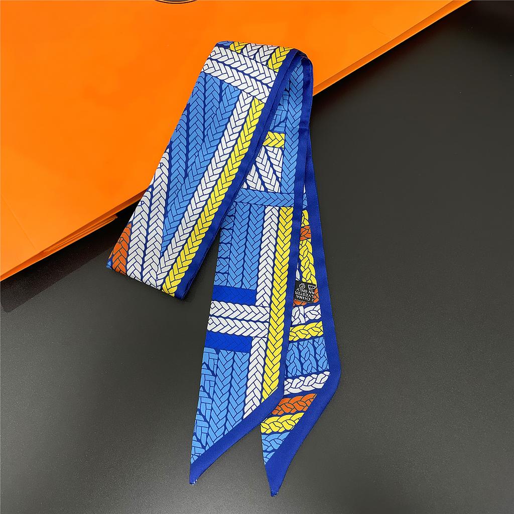 2024 New Rope Print Women Scarf Luxury Brand Silk Scarf Fashion Headband Foulard Skinny Hair Bag Scarves Design Neckerchief