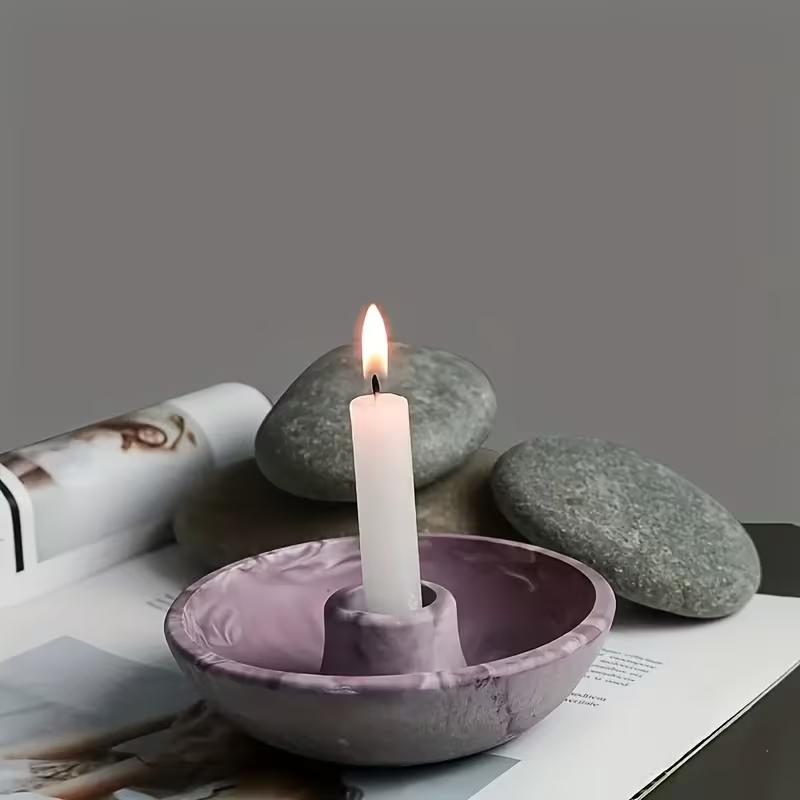 DIY Handmade Round Candle Bowl Insertion Platform Candle Bracket Concrete Ceramic Mold Resin Candlestick Craft Mold