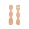 Silicone world 2PCS Baby Learning Spoons Utensils Set Silicone Sticky Spoon Children Cutlery Training Spoon Feeding Tableware