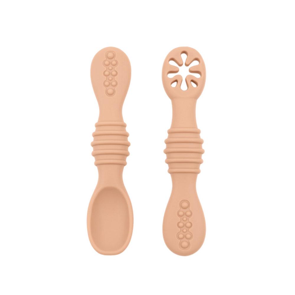 

Silicone world 2PCS Baby Learning Spoons Utensils Set Silicone Sticky Spoon Children Cutlery Training Spoon Feeding Tableware