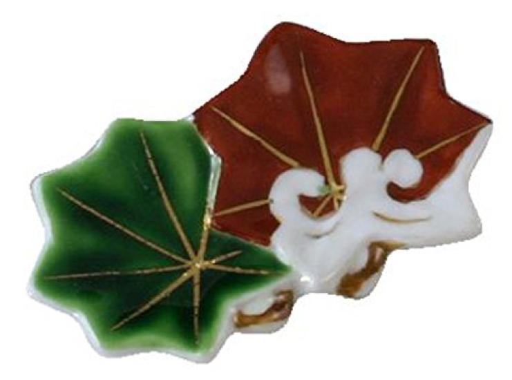 Set of 5 and chopstick 5 Yoshiyama Wave Maple hhn489 Kyo-yaki Kiyomizu-yaki rests, colors, 5.5cm, pattern,