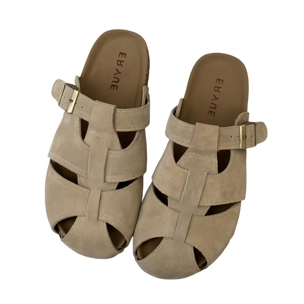 Thick-bottomed bag head half slippers women's outer wear 2025 summer new fashionable versatile hollow woven cool slippers women