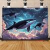 2D plane whale roaming in the starry sky background fabric suitable for party studio props home use polyester fiber