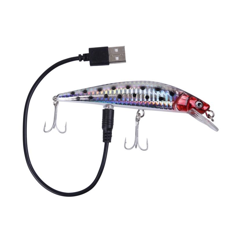 Simulierte Angelköder Köder Elektrisch Lebensecht Vibrierend Angelköder USB Wiederaufladbar Blinkendes LED-Licht Wurf Leuchtender Köder