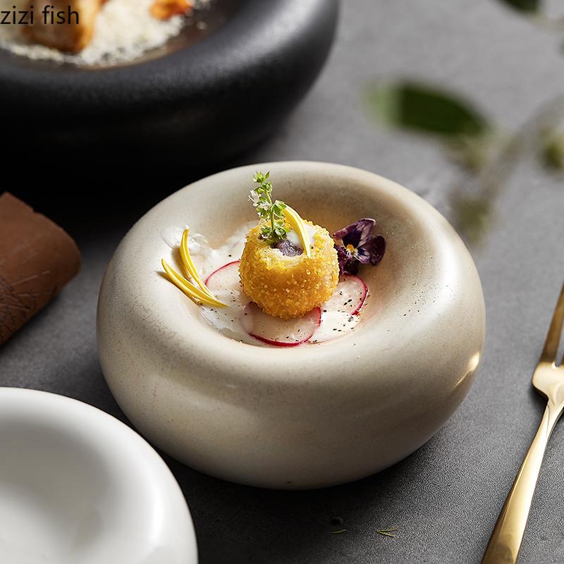 Thickened Ceramic Dining Plate Dessert Plate Sashimi Plates Dim Sum Dish Refreshments Tray Sushi Plates Fruit Dish Salad Bowl