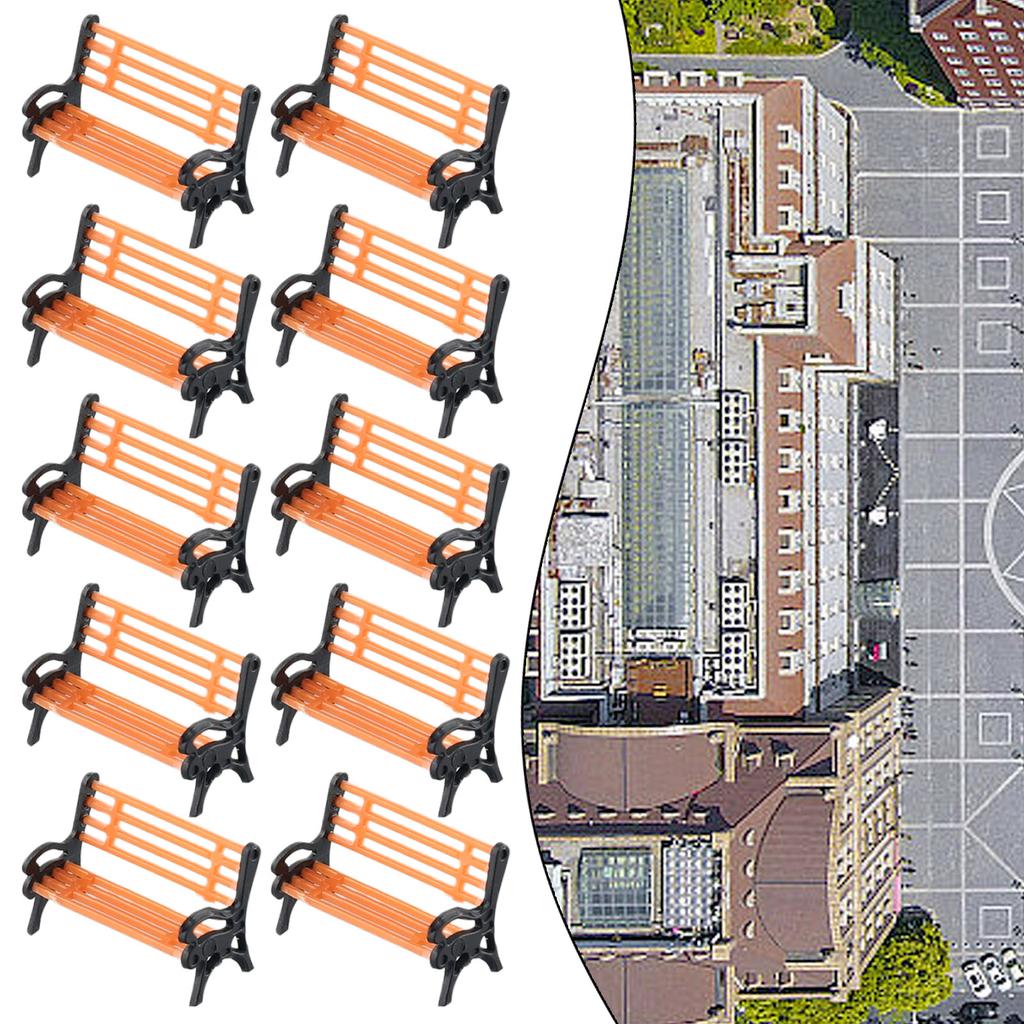 10pcs Park Bench Model Park Railway Layout Landscape Simulation Bench Decoration Outdoor Landscape Garden Scene Decoration