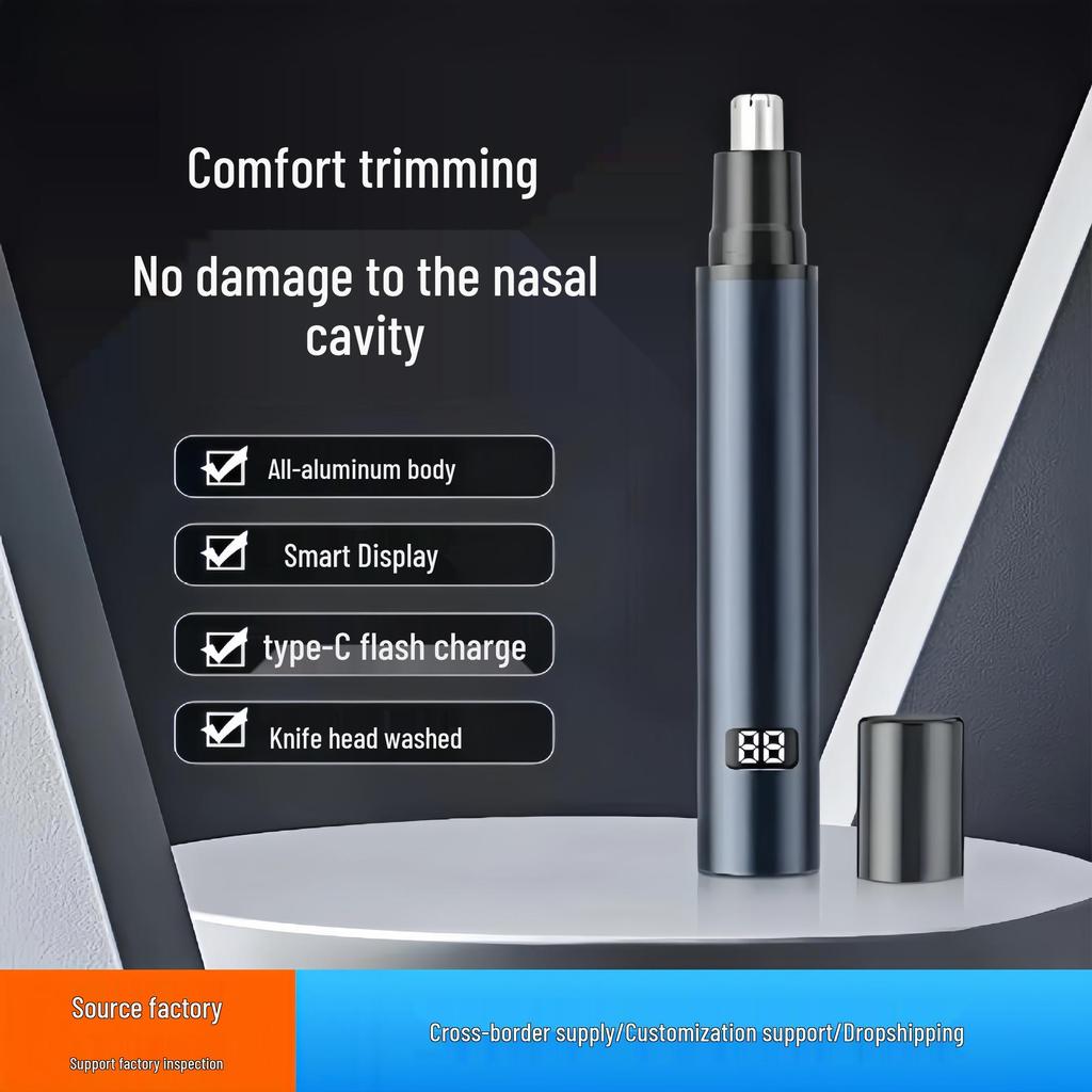 Rechargeable Men's Electric Nose Hair Trimmer & Cleaner