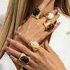 SHIXIN 5 Colors Luxury Elliptical Acrylic Chunky Open Rings for Women Vintage Geometric Golden Adjustable Wide Knuckle Ring Gift