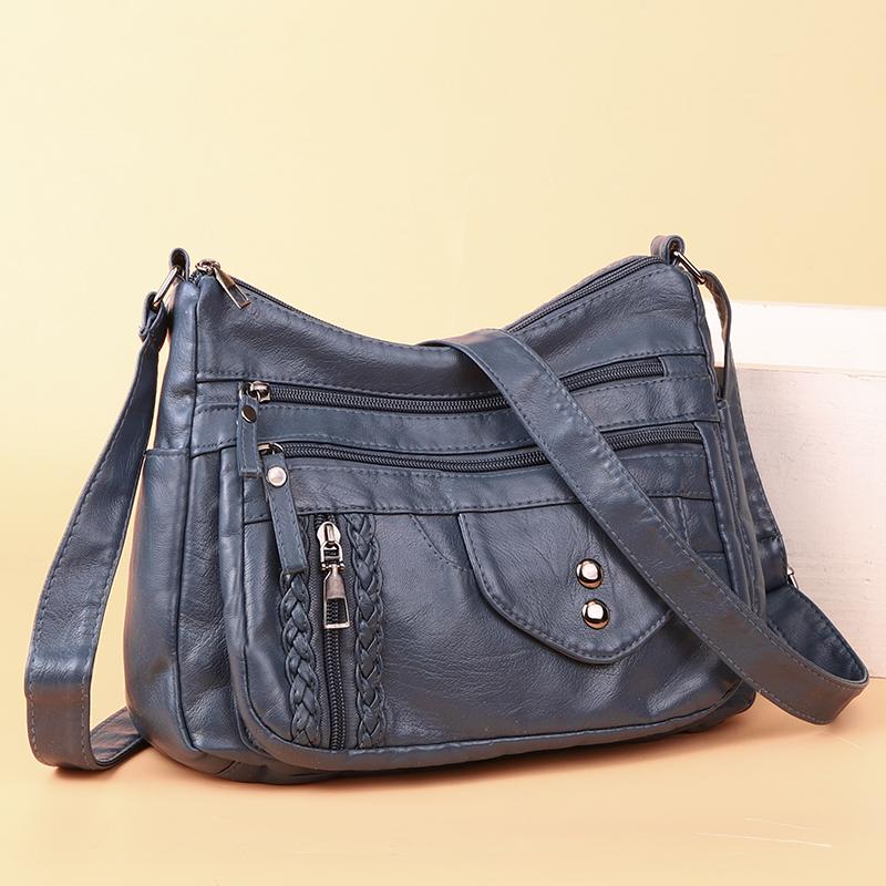 Borsa a tracolla in morbida pelle per donna di mezza età, multitasche, borsa per la mamma