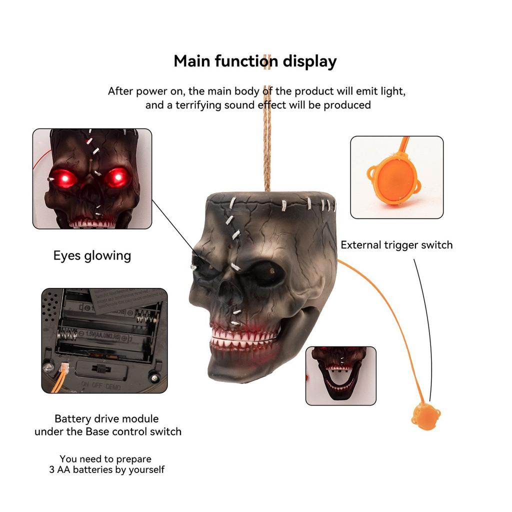 Halloweenské hračky, Elektrické snímání, Hlava, Dům, Rekvizity pro dekoraci strašidelného domu, Přívěsky pro žert.