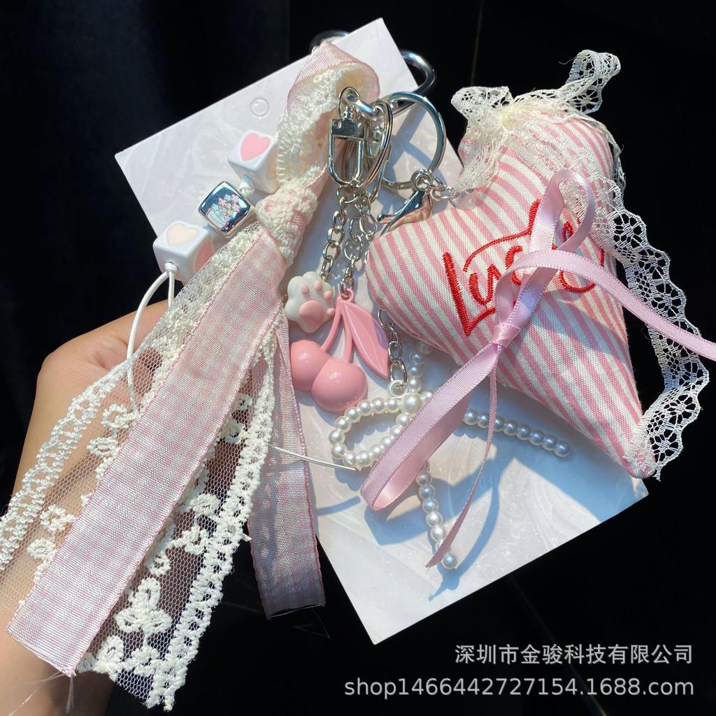 Korean Style DIY Phone Pendant Ins Style Bag Pendant Heart Accessories Bowknot Beaded Blind Box Bag Pendant