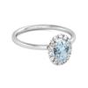 Blue Topaz Solitaire Halo Accents Ring –925 Sterling Silver