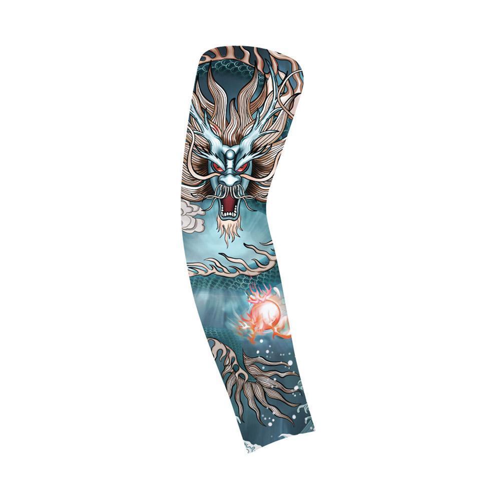 1PC Ultra-Thin Cooling Sve Covers Sun Protection Floral Arm Tattoo Design for Cycling And Summer Heat Relief Men's Arm Protector