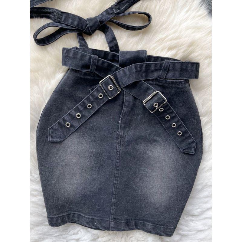 American Style Sexy Denim Tied Slim Fit Short Halterneck