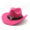 Cappello da Cowboy Western Vento Corno Lana Cappello a Cilindro Jazz Uomo e Donna Etnico Feltro Cappello a Tesa Larga