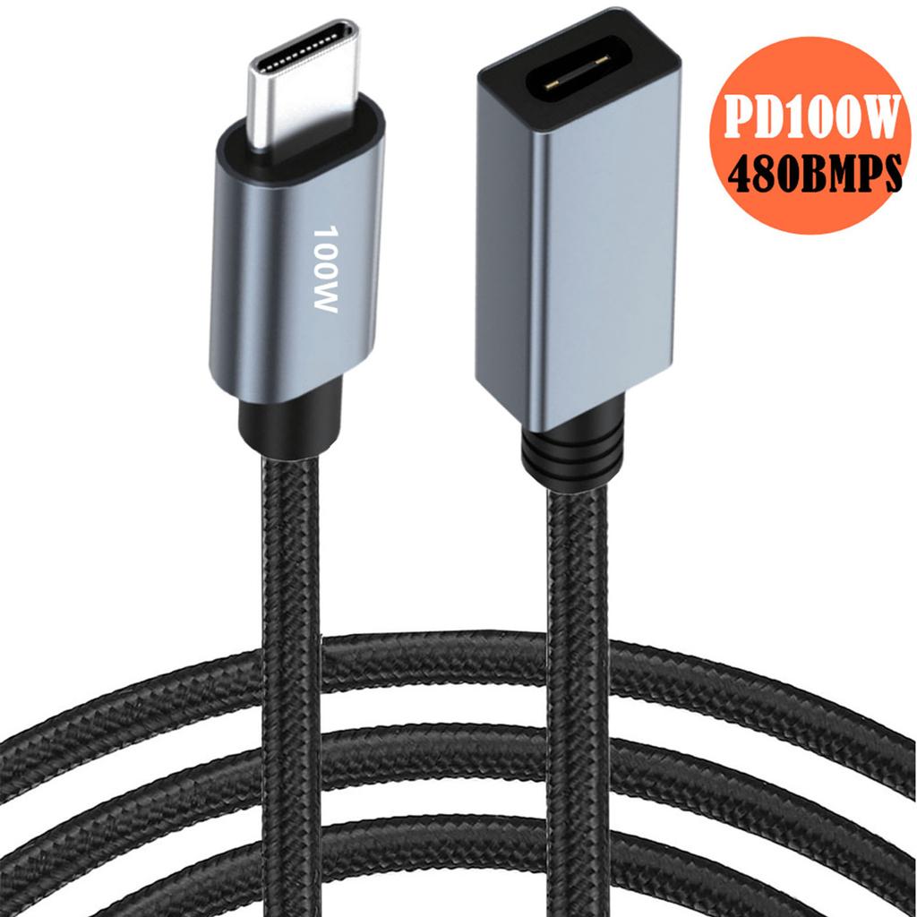 Cablu de prelungire USB C PD100W pentru încărcare rapidă și transfer de date 480 Mbps cip de marcator de linie împletit din nailon