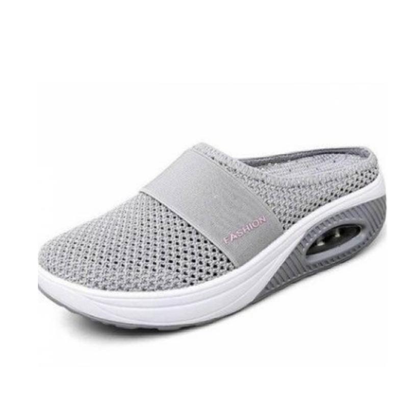 Large size lazy shoes women's mesh breathable bag head half slippers muffin thick-soled round head without heel mesh shoes
