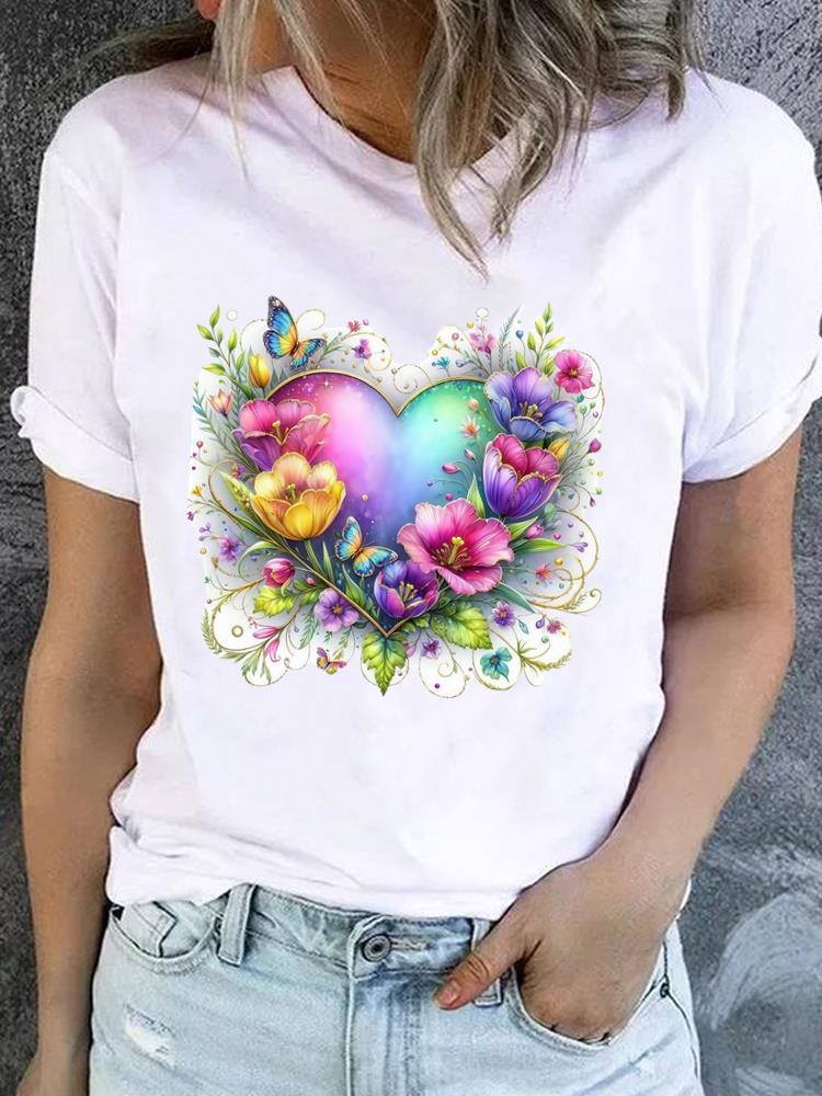 (Asian Size) Sweet 90s Cute Style Women Fashion Printed Casual T Shirt Tee Top Lady Female Graphic Short Sleeve T-shirts Clothing