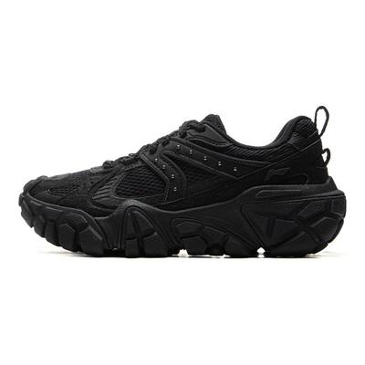 Li Ning Dune Retro Thick Sole Comfortable Shock Absorbing Non-Slip Wear-Resistant Breathable Low-Top Casual Shoes Women Sneaker Black AGCU328-3