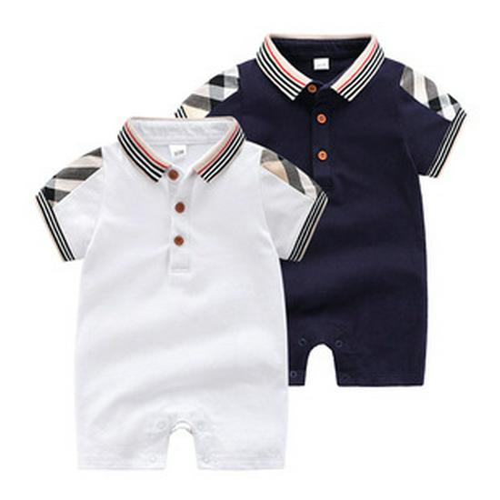 Stylish Pure Cotton Baby Romper: Knitted Short-Sleeve Gentleman Onesie for Newborns