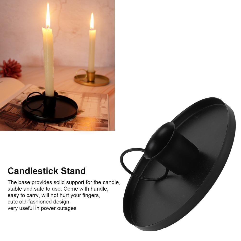 2PCS With Handle Wrought Iron Candlestick Gold Iron Candleholder Wedding Centerpiece чёрный