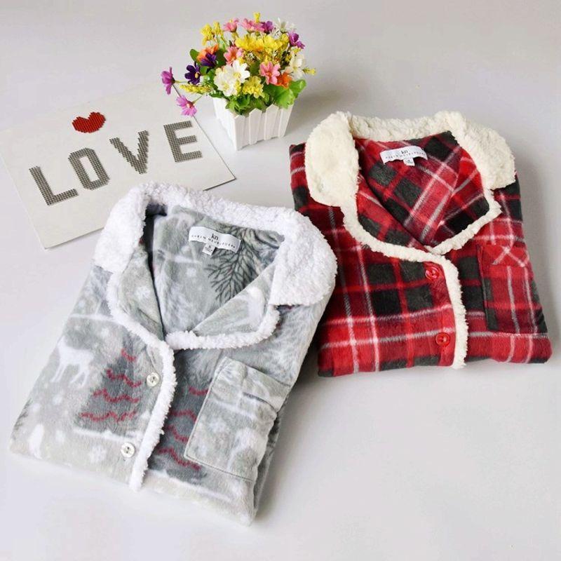 Export Women's Soft Gingham Flannel Long Sleeves Pants Pajamas Home Wear Suit Spring & Fall Thin and a Little Large