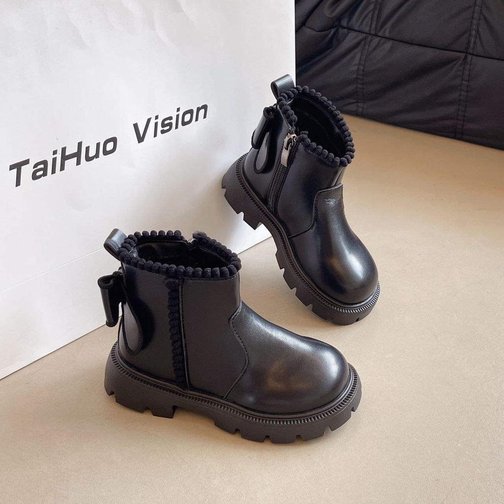 Girls Boots 2025 New Autumn and Winter Children's Princess Martin Boots Foreign Style Large Children's Leather Boots Girls Velvet Short Boots