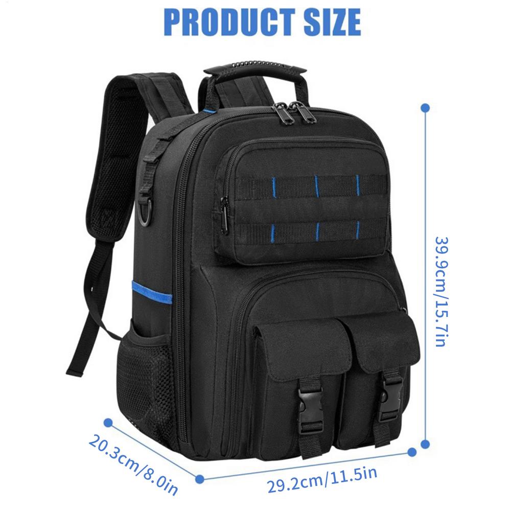 Tool Backpack Heavy Duty Tool Bag with Multiple Pockets and Removable Tool Organizer Waterproof Work Backpack for Electricians чёрный