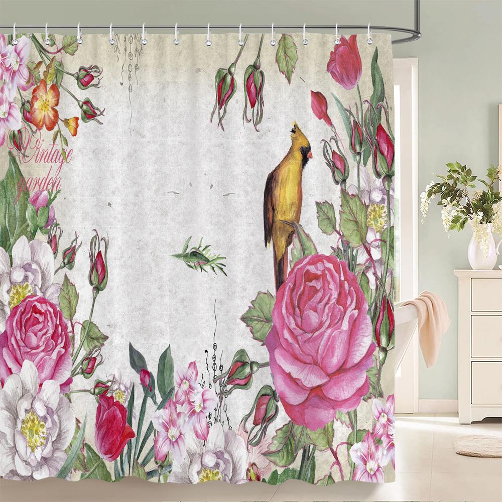 1 pc Plant Leaves Parrot Birds patterned polyester material shower curtain waterproof fabric, home partition bathroom curtain