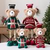 Plush Christmas Bear Ornament Decorative Figurine Holiday Display Window Party Decoration