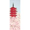 Some No Anbo Tenugui Hand Pagoda and Cherry Traditionally Tokuoka Made In 35cm X 100cm (Japanese Towel) "Five-Storied Blossoms" - Dyed, 100% Cotton,