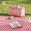 Insulated Picnic Bag, Outdoor Portable Folding Camping Lunch Box Bag, Cold Storage Bag, Travel Picnic Basket, Yellow And White Checkered Patter