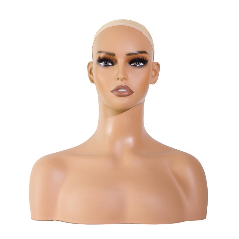 New Arrival Realistic Female Mannequin Head with Shoulder PVC Wig Stand Display Realistic Female Jewelry Ring Stand