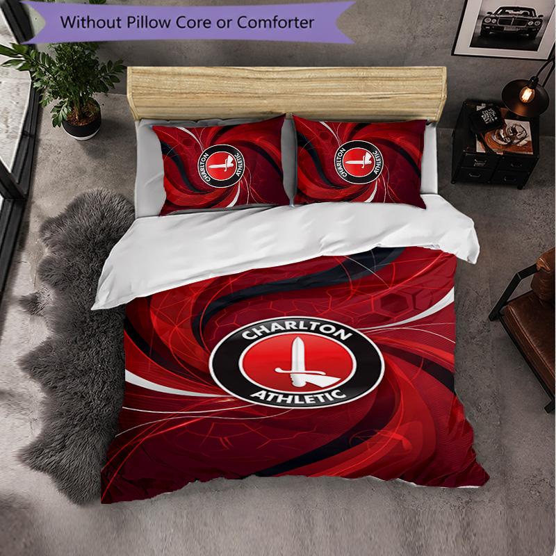 Biancheria da letto a tema Charlton Athletic FC Set 3 Pezzi Copripiumino Biancheria da letto Decorativa Per Camera Adolescenti Decorazione Casa