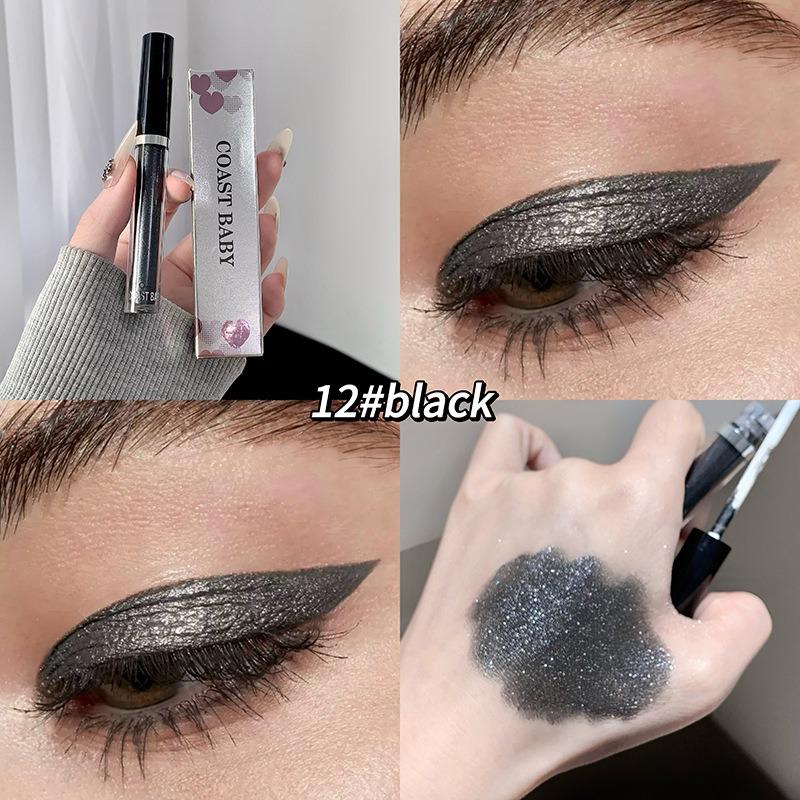 Maquillaje de Sombras de Ojos Líquidas Perladas de 12 Colores Natural Ahumado Plateado Brillante Diamante con Purpurina Sombras Impermeables Duraderas Maquillaje para Ojos