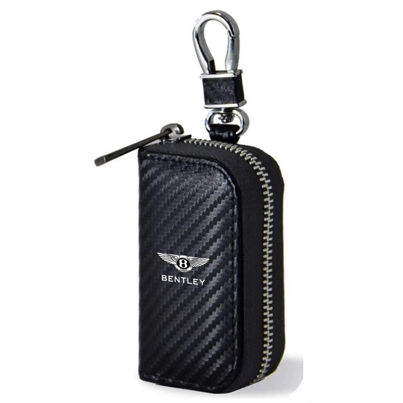 

Carbon Fiber Leather Car Remote Key Box Protection Case Holder for Bentley Continental GT MULLINER Bentayga Flying Hurtling Spur чёрный
