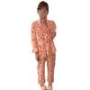 Long-Sleeved Trousers Two-Piece Set Of Imitation Silk Casual Cool Cartoon Printing Can Be Worn Outside Comfortable Pajamas Women