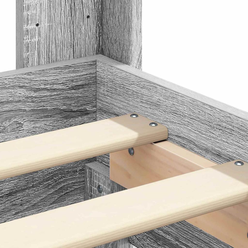 Bed Frame with Storage and Headboard Grey Sonoma
