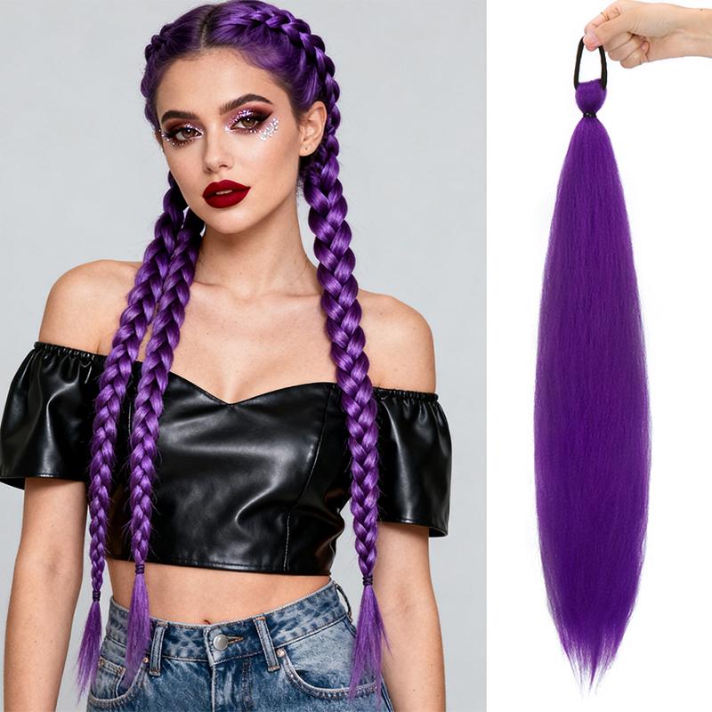 

26-дюймовый синтетический длинный прямой хвост на резинке, красочный заплетенный хвост, наращивание волос, аксессуары для волос для женщин 26inches&1Pcs/Lot