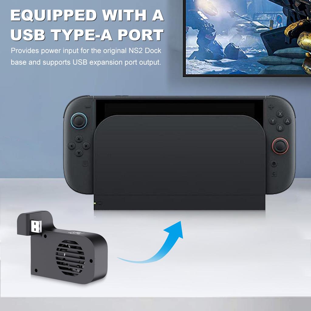 For Nintendo Switch 2 Accessories Cooling Fan with 2-Speed Adjustment Console Dock Cooler Host Heat Sink Cool Down Dock Fan