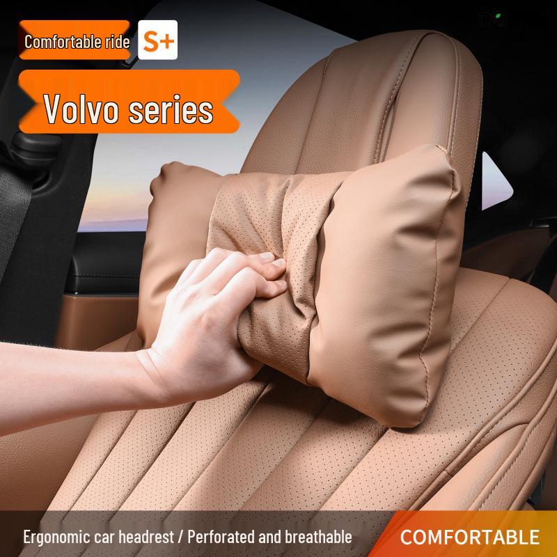 Adjustable Nappa Leather Neck Support for Volvo: Compatible with XC60, S90, XC90, and S60 Headrests