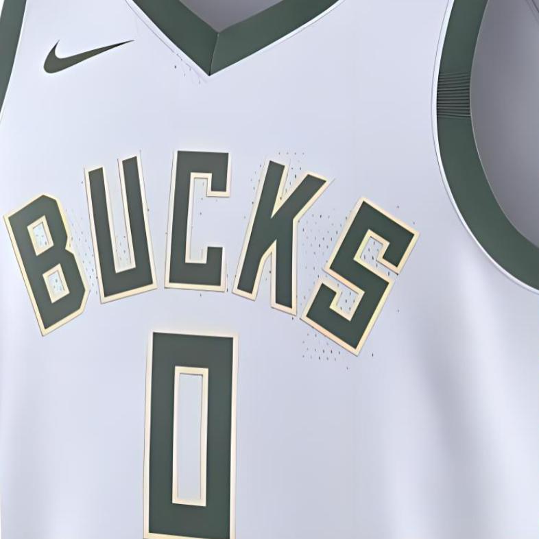 Nike X Współpraca NBA Damian Lillard Bucks 0 Numer Edycja Limitowana SW Koszulka Koszykarska Męska koszulki Biała DN2084-105