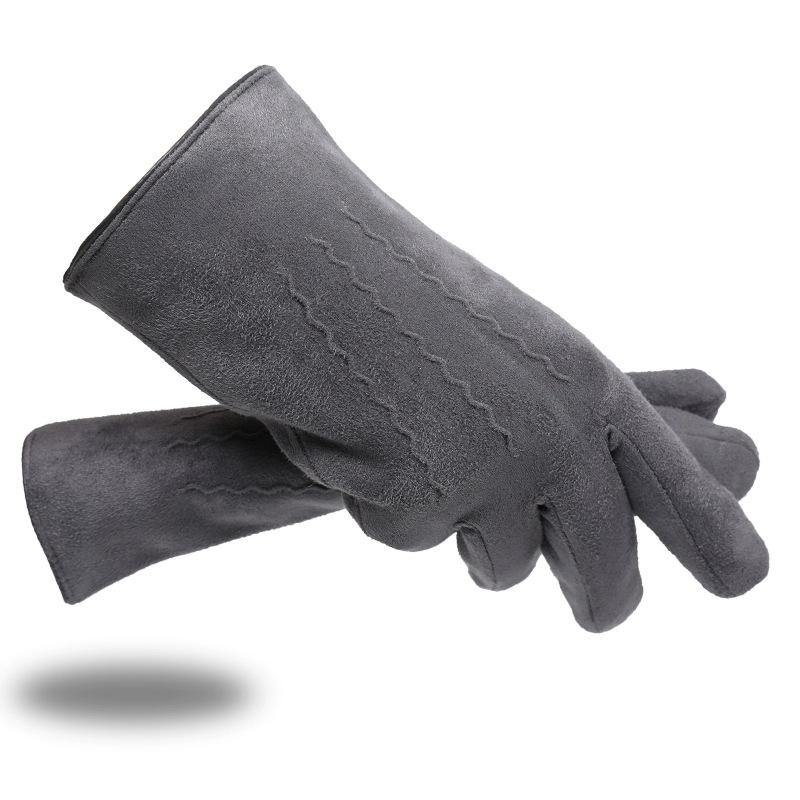 Gloves Men's Winter Warm Fleece Thickened Suede Gloves Outdoor Sports Cycling Electric Vehicle Touch Screen Cotton Gloves