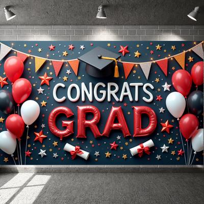 Grad Success Display Shiny Letters Congrats Display Congrats Grad Display Gold Theme Graduation Banner For Graduation Backdrop