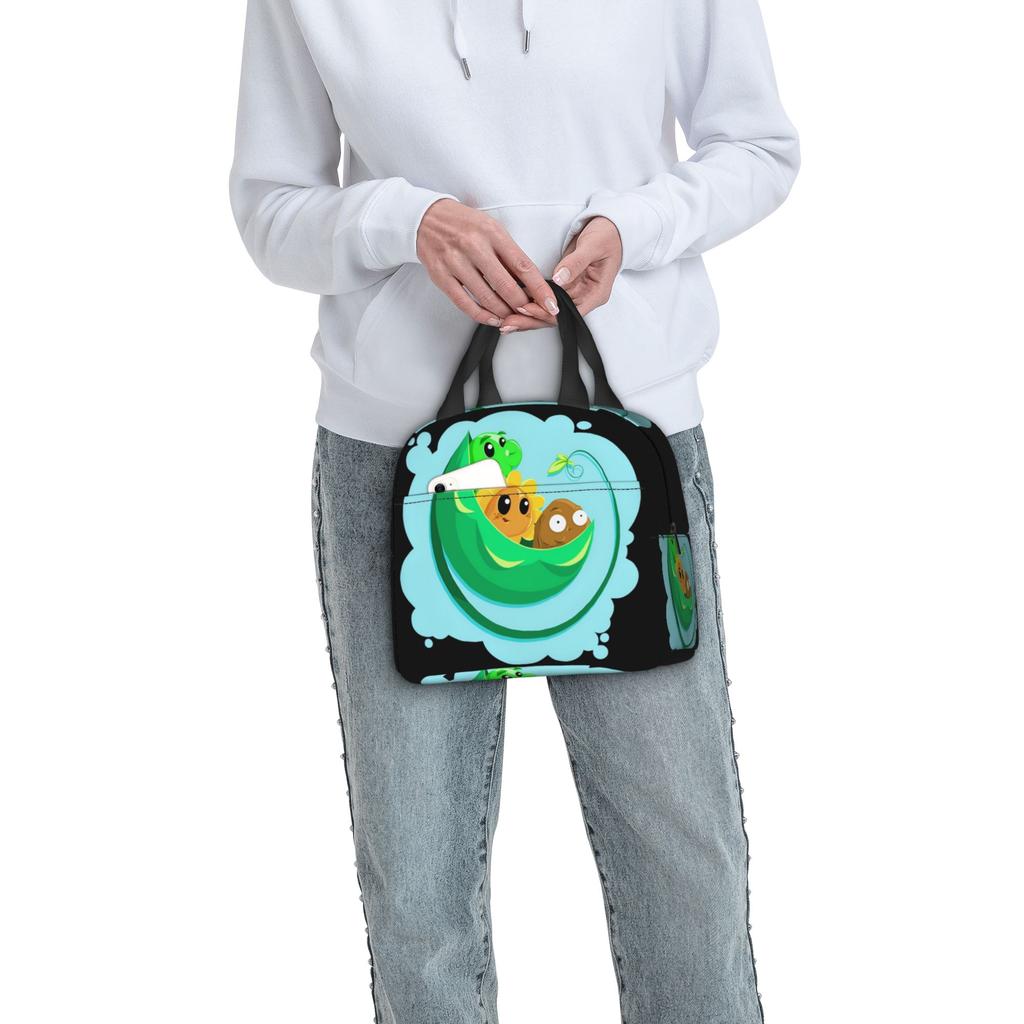 Custom Plants Gaming Zombies Resuable Lunch Boxes Multifunction Video Game Cooler Thermal Food Insulated Lunch Bag Office Work
