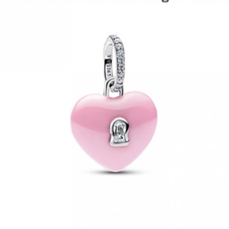 Pandora Pink Heart Padlock Dangle Charm 794424c01