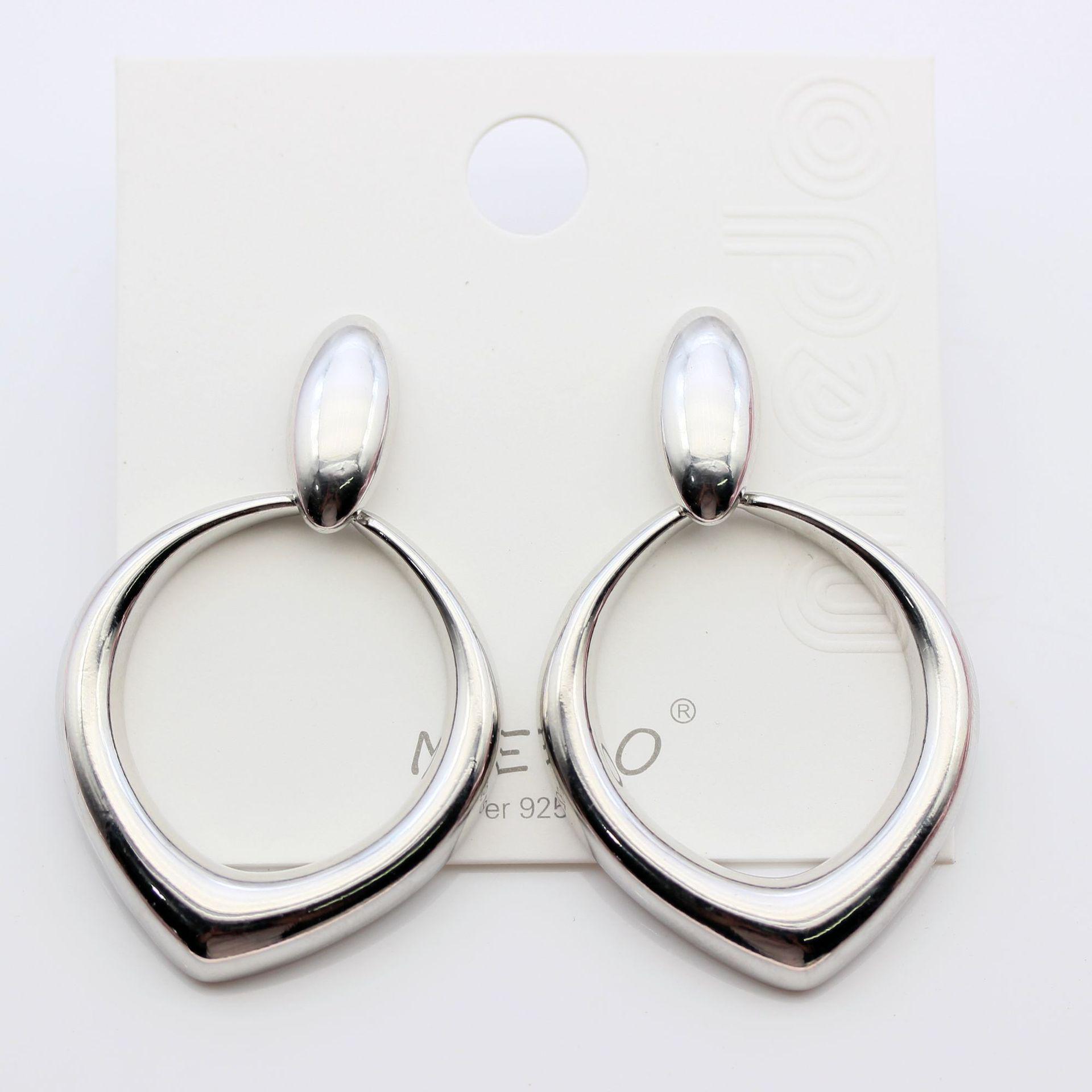 

Европейские и американские серьги-капли, универсальная простая мода с большой гладкой поверхностью